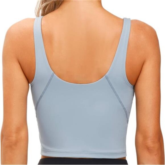 THE GYM PEOPLE Womens' Sports Bra Longline Wirefree Padded with Medium Support - Picture 3 of 7